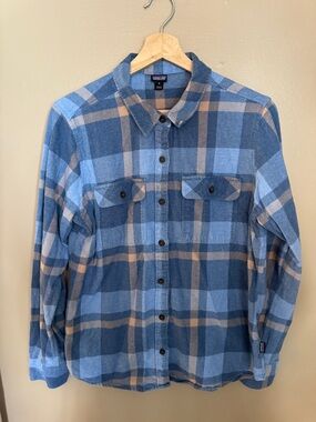 Organic Cotton Patagonia Blue and Tan Flannel